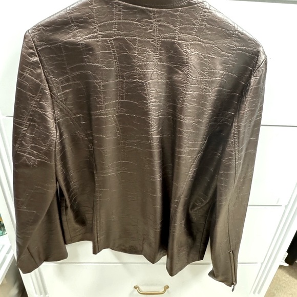 Chico’s Brown Faux Leather Jacket Medium - Picture 6 of 6